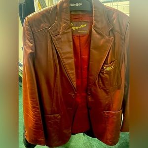 Vintage 1970's Etienne Aigner Oxblood (red and brown) Leather Woman's Jacket XL